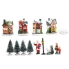 Christmas Resin Miniature House Ornament Christmas Village Tabletop Decoration Tiny House Mini Scene Xmas Holiday Party Decor