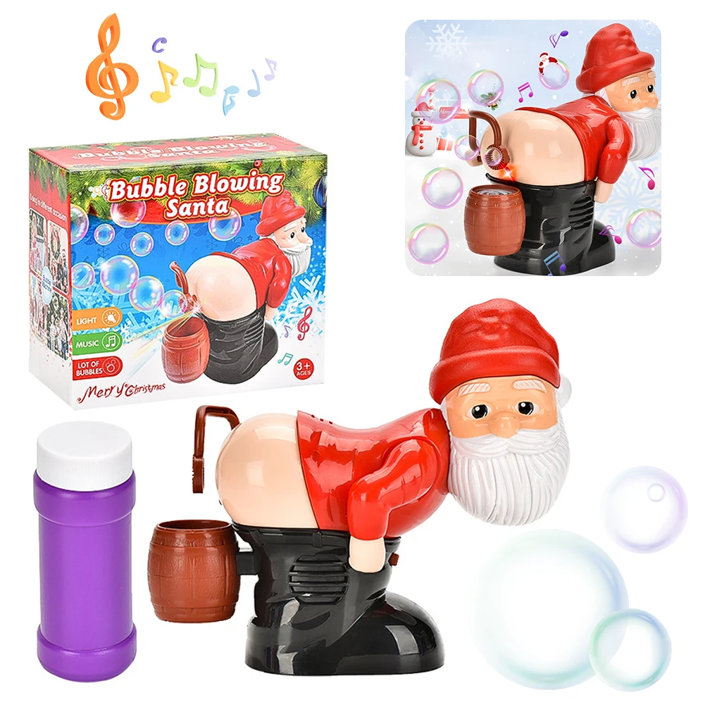 Christmas Santa Claus Bubble Blower with Music & Light Gnomes Farting Bubble Xmas Gift for Boys Girls(No Bubble Solution) - Image 5