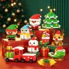 Christmas Santa Claus Snowman Figure Decoration Mini Snow House Xmas Tree Puzzle Assembly Figures Decor Desktop Ornaments Gifts