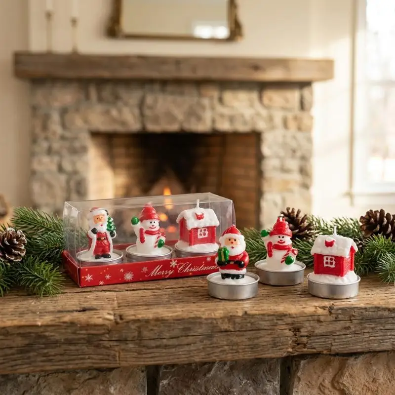 Christmas Scented Candle Gift Set 3PCS Handmade Santa Snowman Design for Home Xmas Party Decor Festival Supplies - Image 2