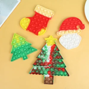 Christmas Silicone Rubber Anti Anxiety Stress Relief Push Pop Fidget Toys Santa Claus Squeeze The Toy For 2025 Christmas Gife