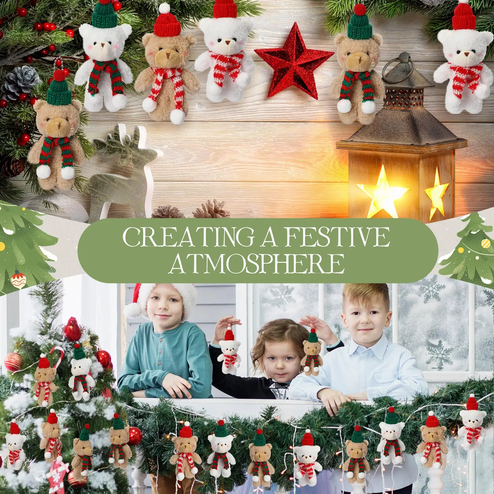 Christmas Stuffed Animal Bear Christmas Small Plush Cute Bear Stuffed Animals Xmas Toys for Birthday Decorations Party Favors - Image 3