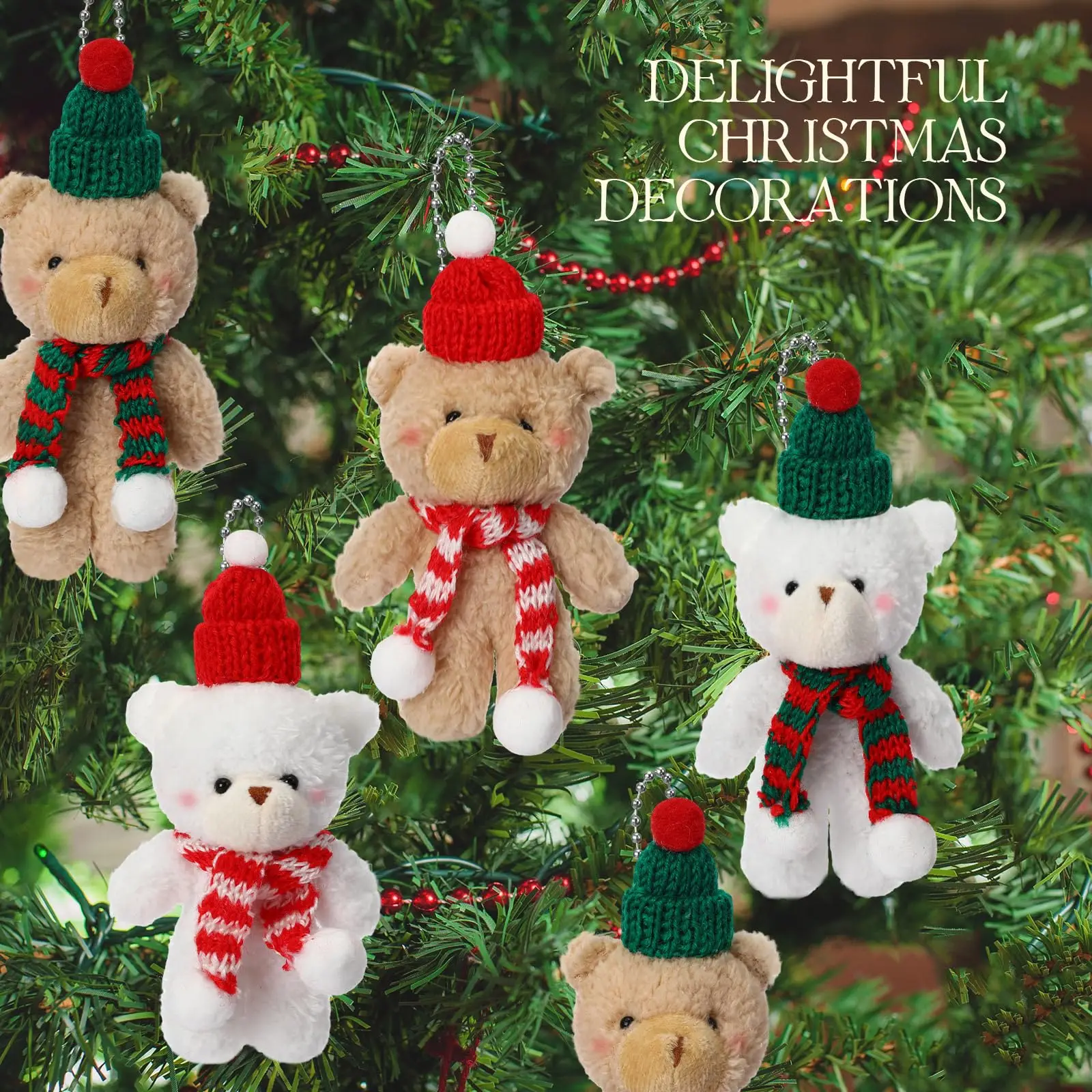 Christmas Stuffed Animal Bear Christmas Small Plush Cute Bear Stuffed Animals Xmas Toys for Birthday Decorations Party Favors - Image 4