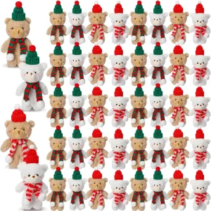 Christmas Stuffed Animal Bear Christmas Small Plush Cute Bear Stuffed Animals Xmas Toys for Birthday Decorations Party Favors