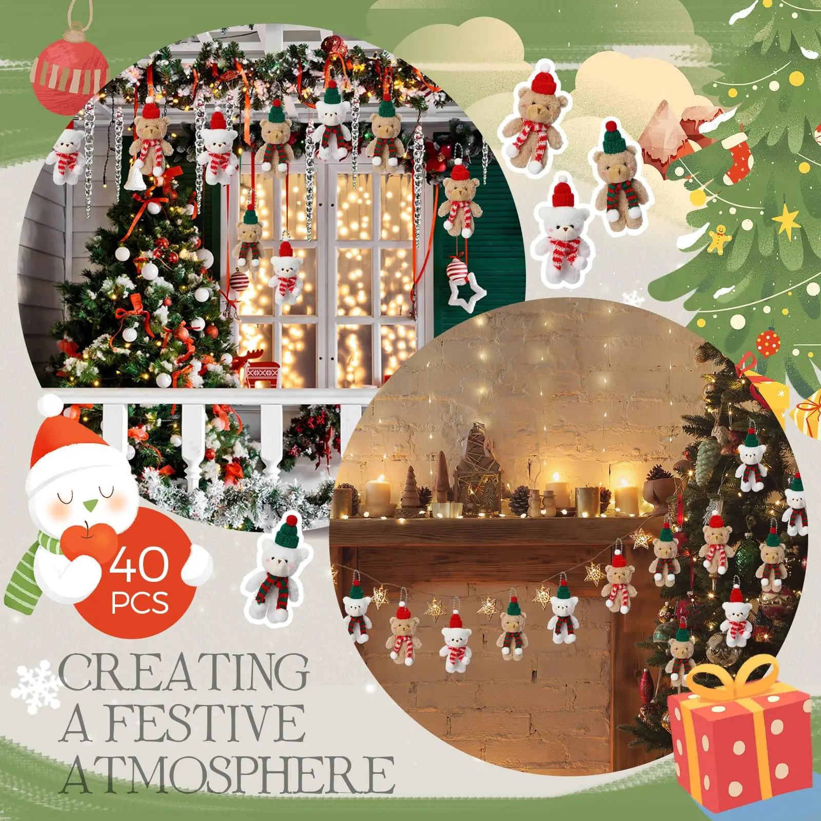 Christmas Stuffed Animal Bear Christmas Small Plush Cute Bear Stuffed Animals Xmas Toys for Birthday Decorations Party Favors - Image 5