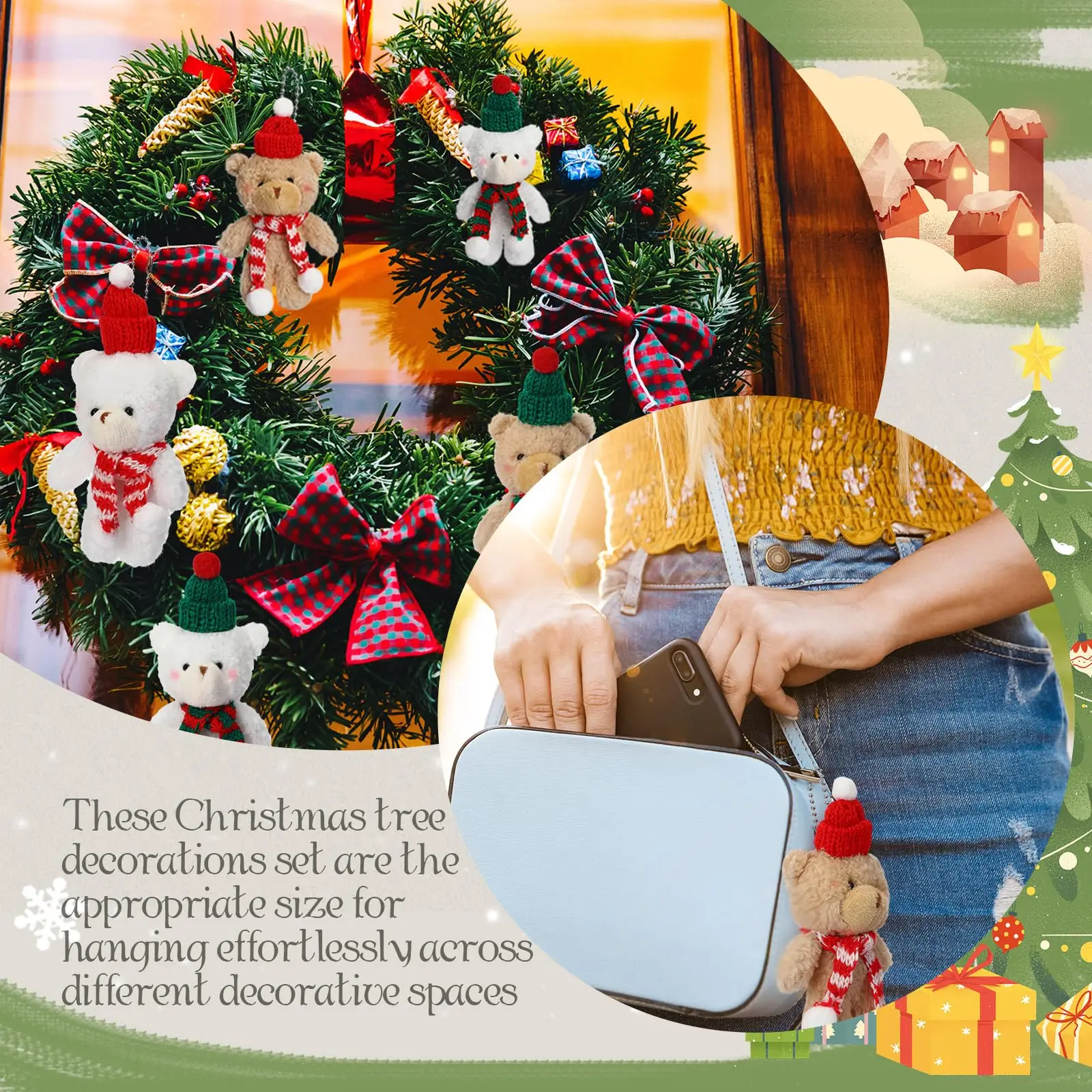 Christmas Stuffed Animal Bear Christmas Small Plush Cute Bear Stuffed Animals Xmas Toys for Birthday Decorations Party Favors - Image 6