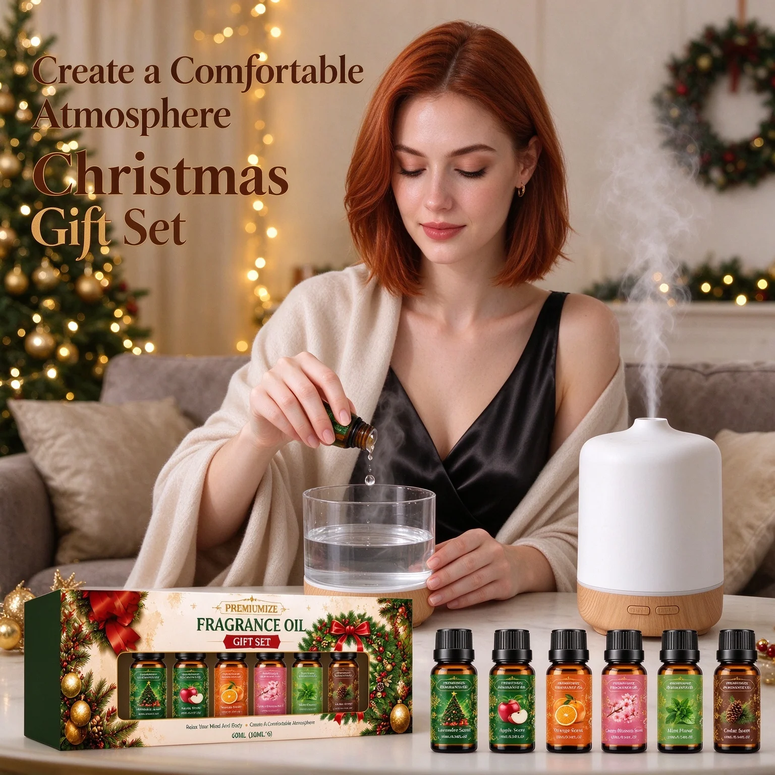 Christmas Themed Multi‑scent Fragrance Oil Gift Set Fresh Aroma Calming Relaxing soothing Mood Holiday Aromatherapy Gift Kit - Image 6