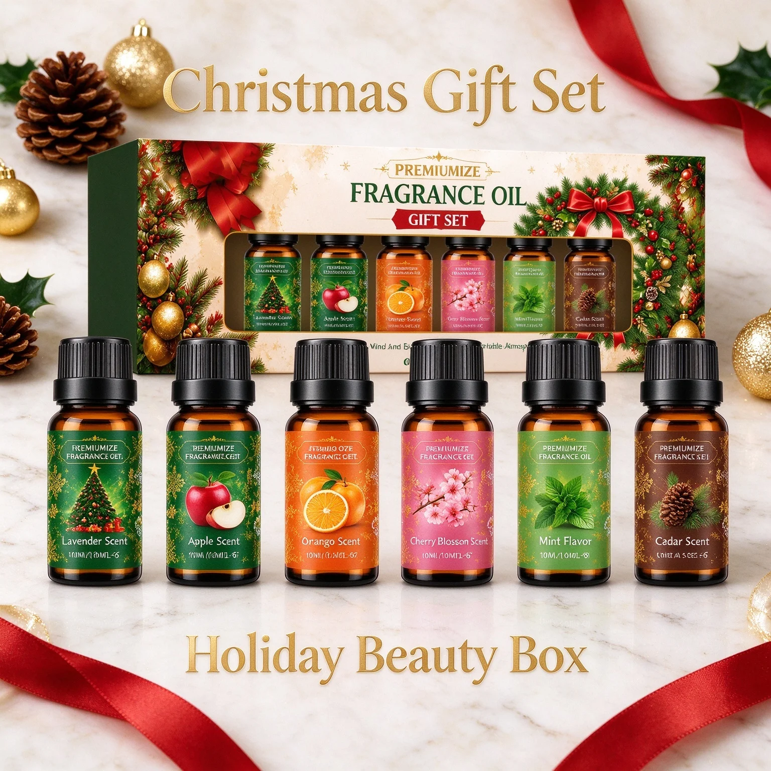 Christmas Themed Multi‑scent Fragrance Oil Gift Set Fresh Aroma Calming Relaxing soothing Mood Holiday Aromatherapy Gift Kit - Image 5