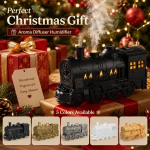 Christmas Train Humidifier Aromatherapy Diffuser 300ml Jellyfish Mist LED Night Light Remote Control for Home Bedroom Gift