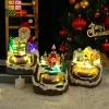 Christmas Village House Snow Tree Scene Lights Up Holiday Decoration Resin Collection for Living Room Restaurant Festival