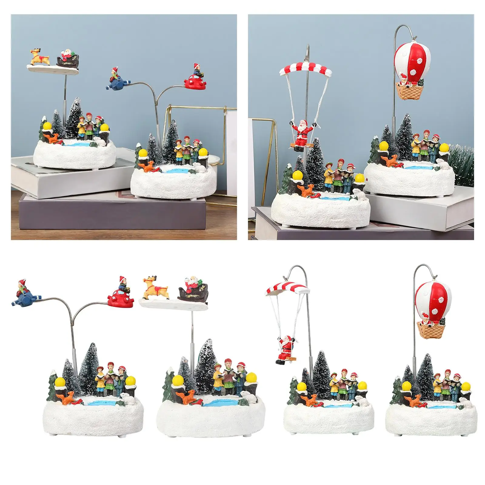 Christmas Village Lighted Music Rotating Battery Operated Holiday Decoration - Image 4