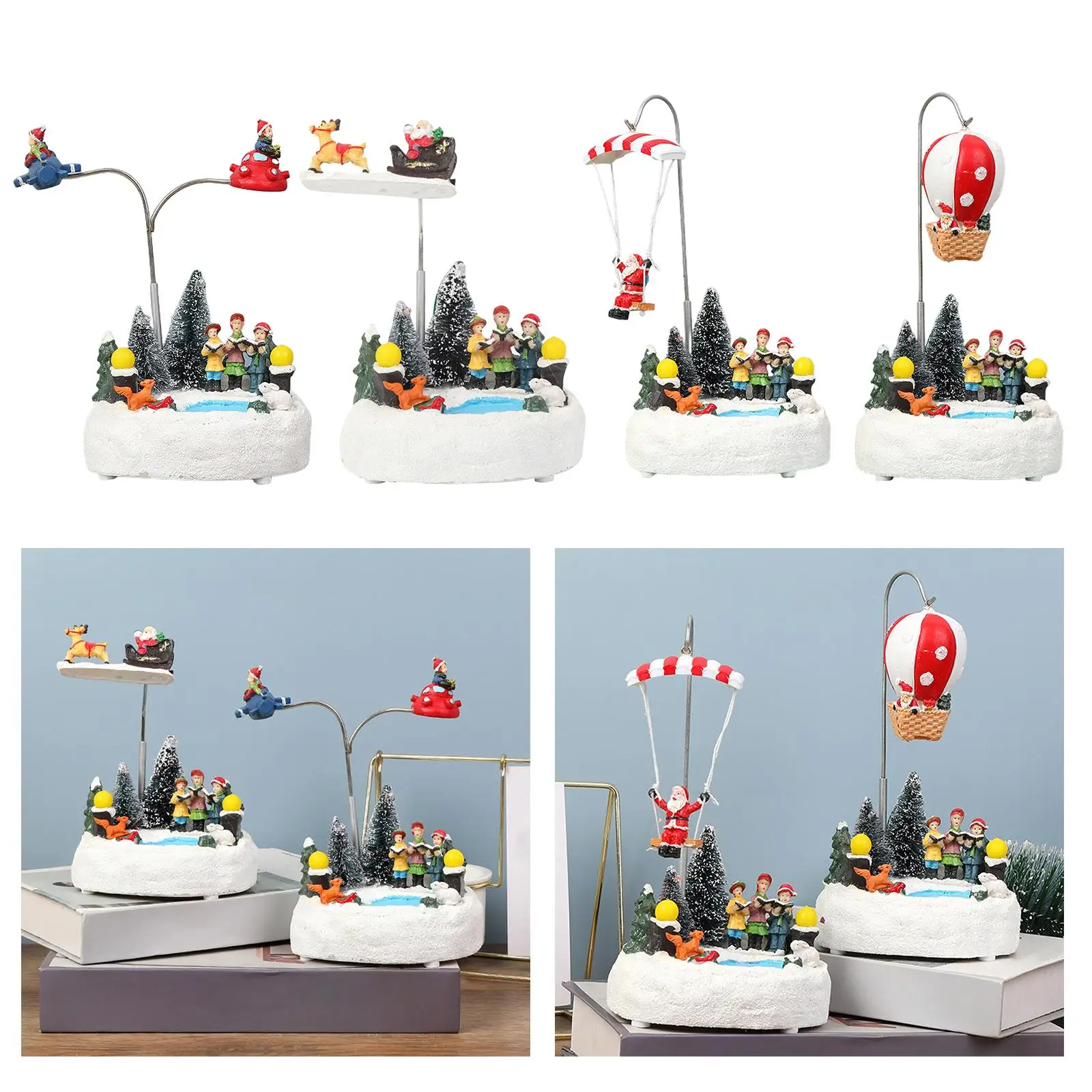 Christmas Village Lighted Music Rotating Battery Operated Holiday Decoration - Image 5