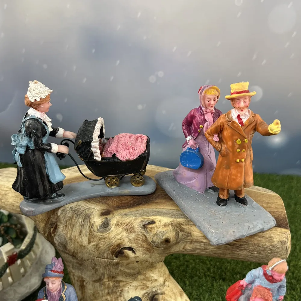 Christmas Village Resin Figurine Set, DIY Scene Model Sand Table Handicraft, Holiday Decor Ornaments, Gift & Collectible - Image 5