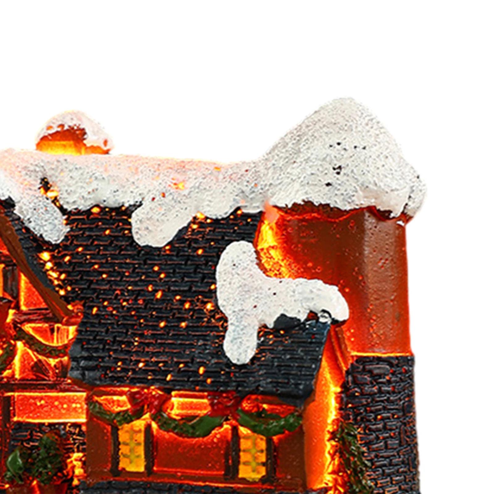 Christmas Village Scene for Home Desktop Ornaments Resin House Snowy Winter Town With LED Light Figurines for Christmas - Image 5