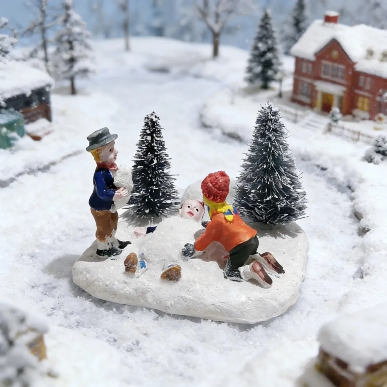 Christmas Village Set Accessories, Kids Playing Figurine, Collectible Building Scene Decoration, Home Fireplace, Holiday Decor - Image 4