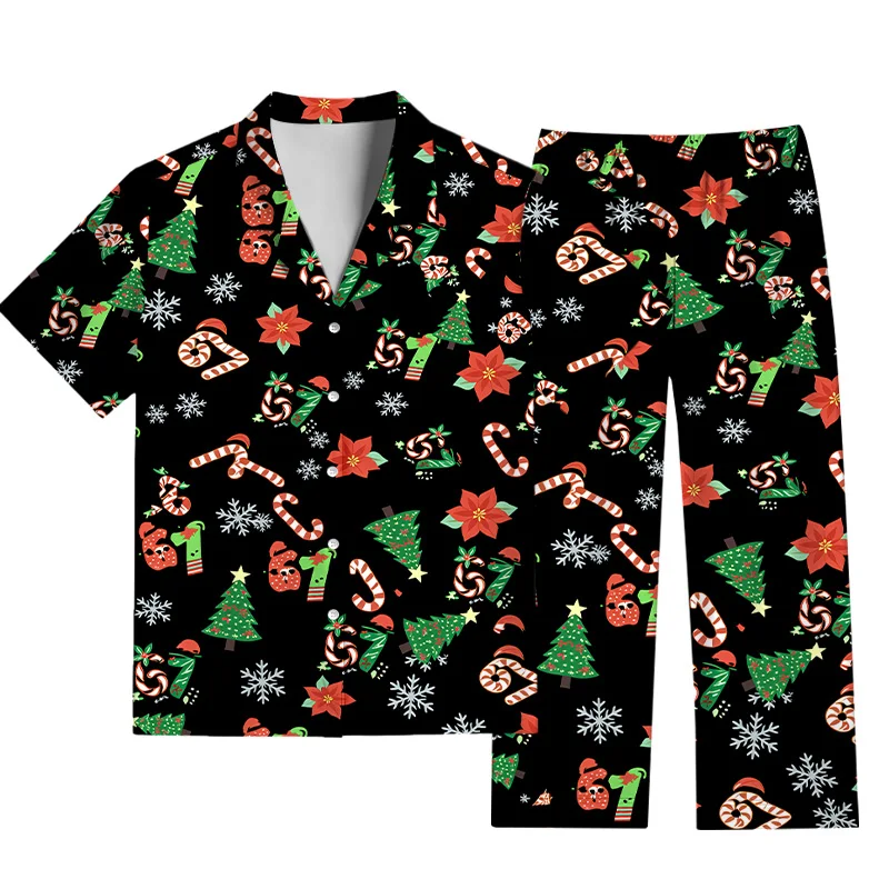 Christmas-themed 3D-print Loungewear Set (shirt and Pants)—available for Children, Couples, and Families; A Perfect Holiday Gift