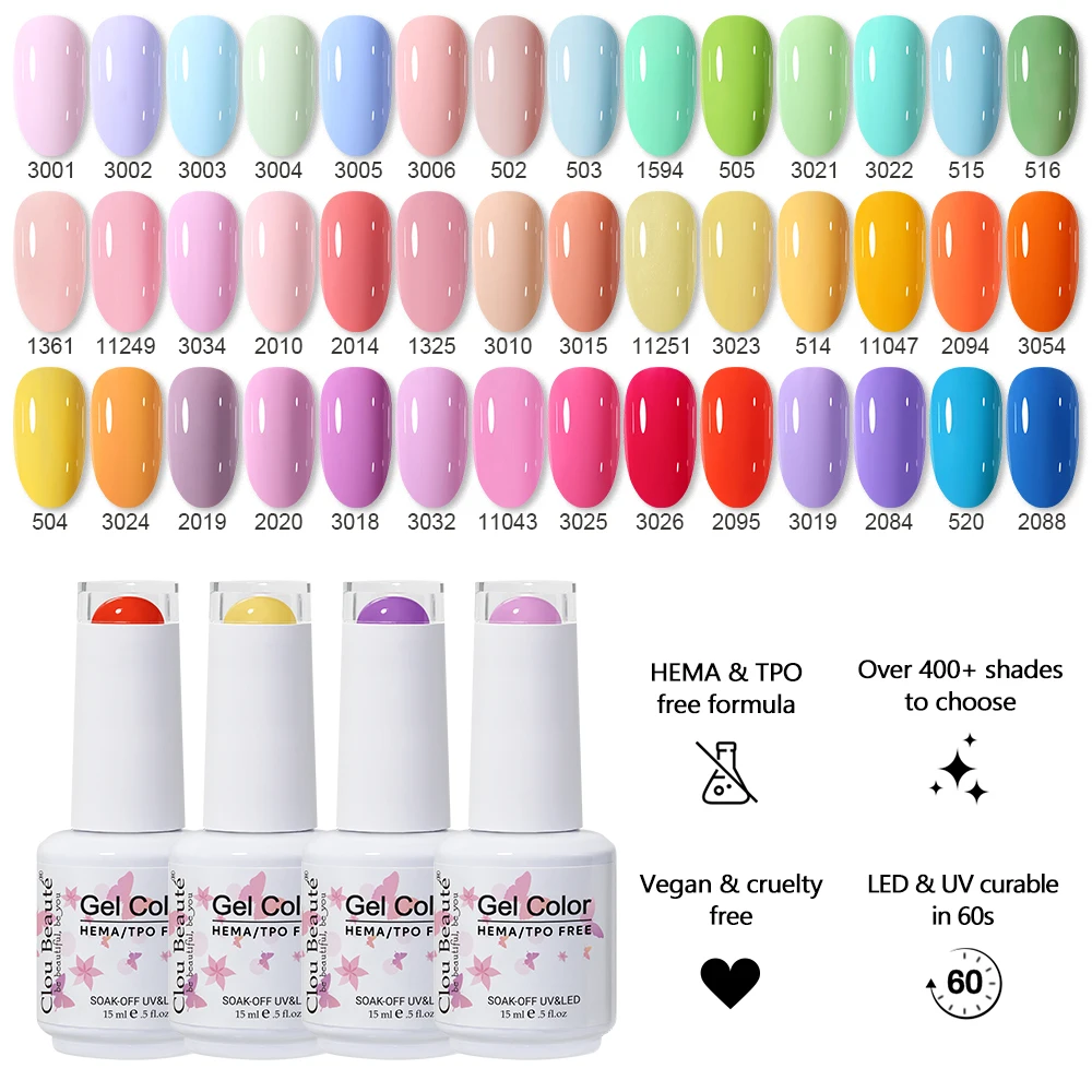 Clou Beaute 10pcs TPO & HEMA FREE Nail Gel Polish Set Gel Lacquer Spring Color UV Gel Nail Semi Permanent High Pigment Varnish - Image 4