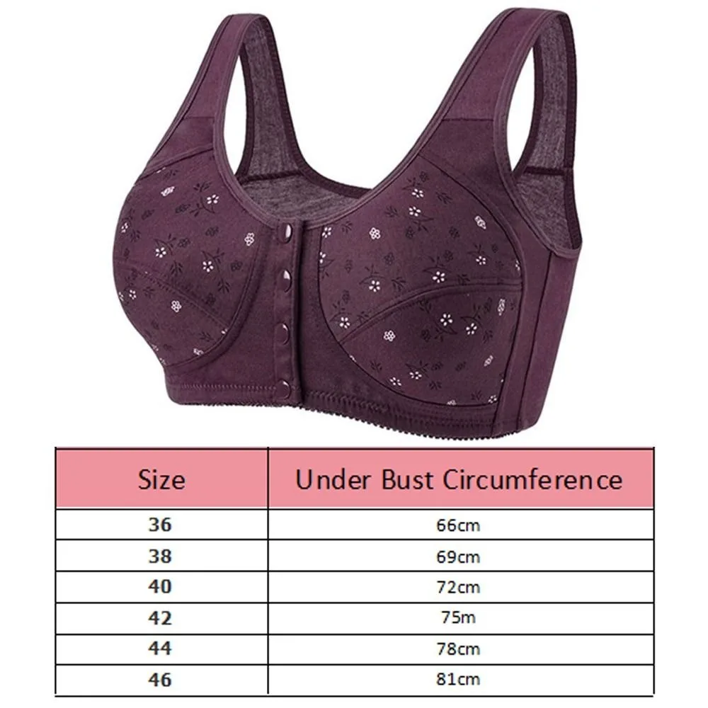 Comfortable Daisy Bras for Older Women Breathable Convenient Front Close Button Cotton Bras Widened Shoulder Straps Plus Size - Image 6