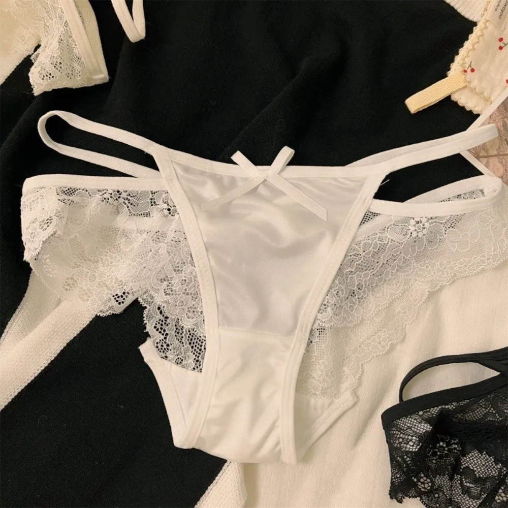 Comfortable Sweet Lace Panties Low Waist Flower Underwear for Women Hollow Cotton Crotch Satin Silk Briefs Female - Image 4