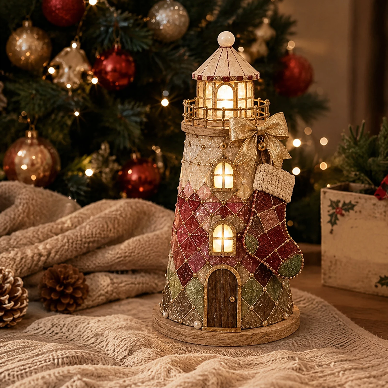 Complete DIY Sea Glass Lighthouse Craft Kit with Mosaic Pieces, Step-by-Step Guide, and Built-In Lights for Stunning Handmade - Image 4