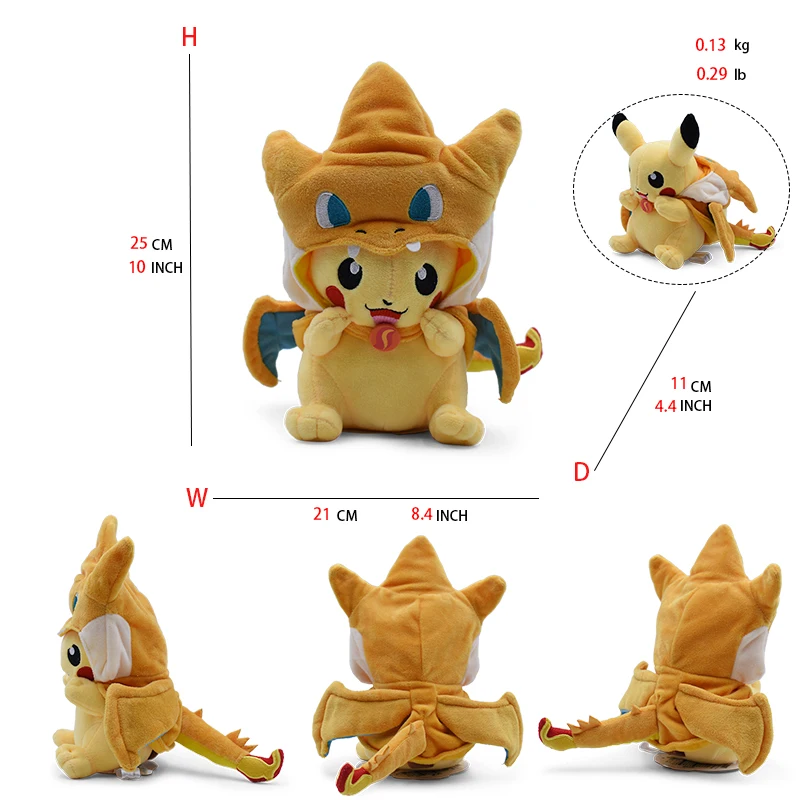 Cos Eevee Pikachu Cosplay Plush Toys Pikachu Peluche Lucario Stuffed Animal Doll Collectible Gift,Cartoon 20-30CM - Image 4