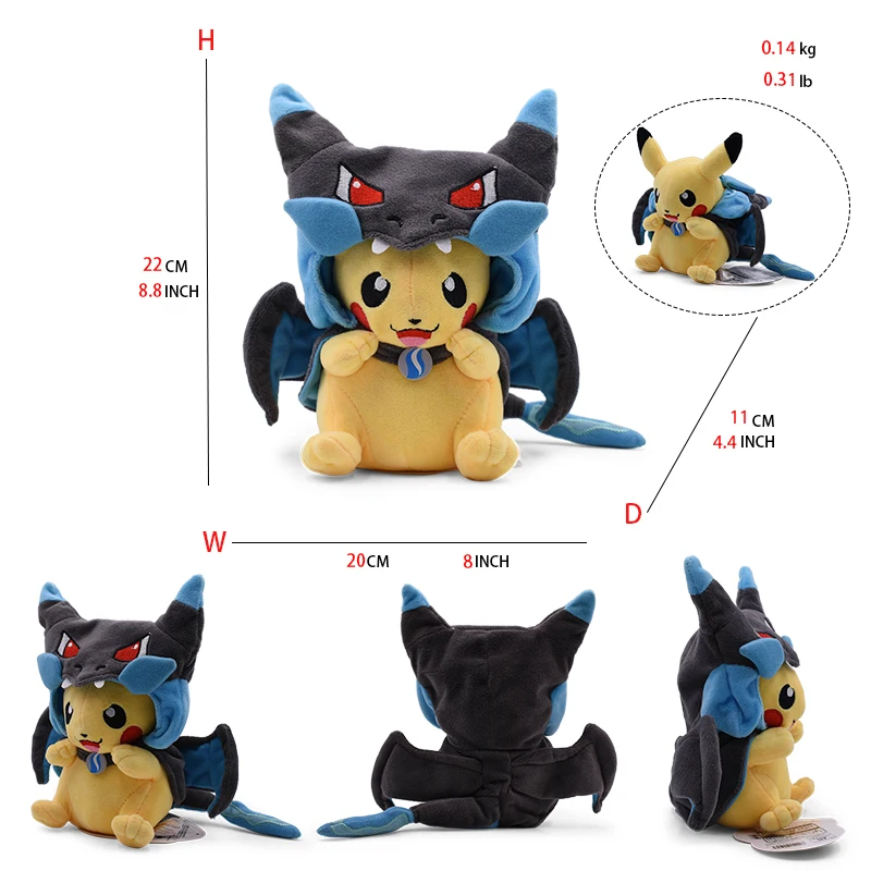 Cos Eevee Pikachu Cosplay Plush Toys Pikachu Peluche Lucario Stuffed Animal Doll Collectible Gift,Cartoon 20-30CM - Image 5