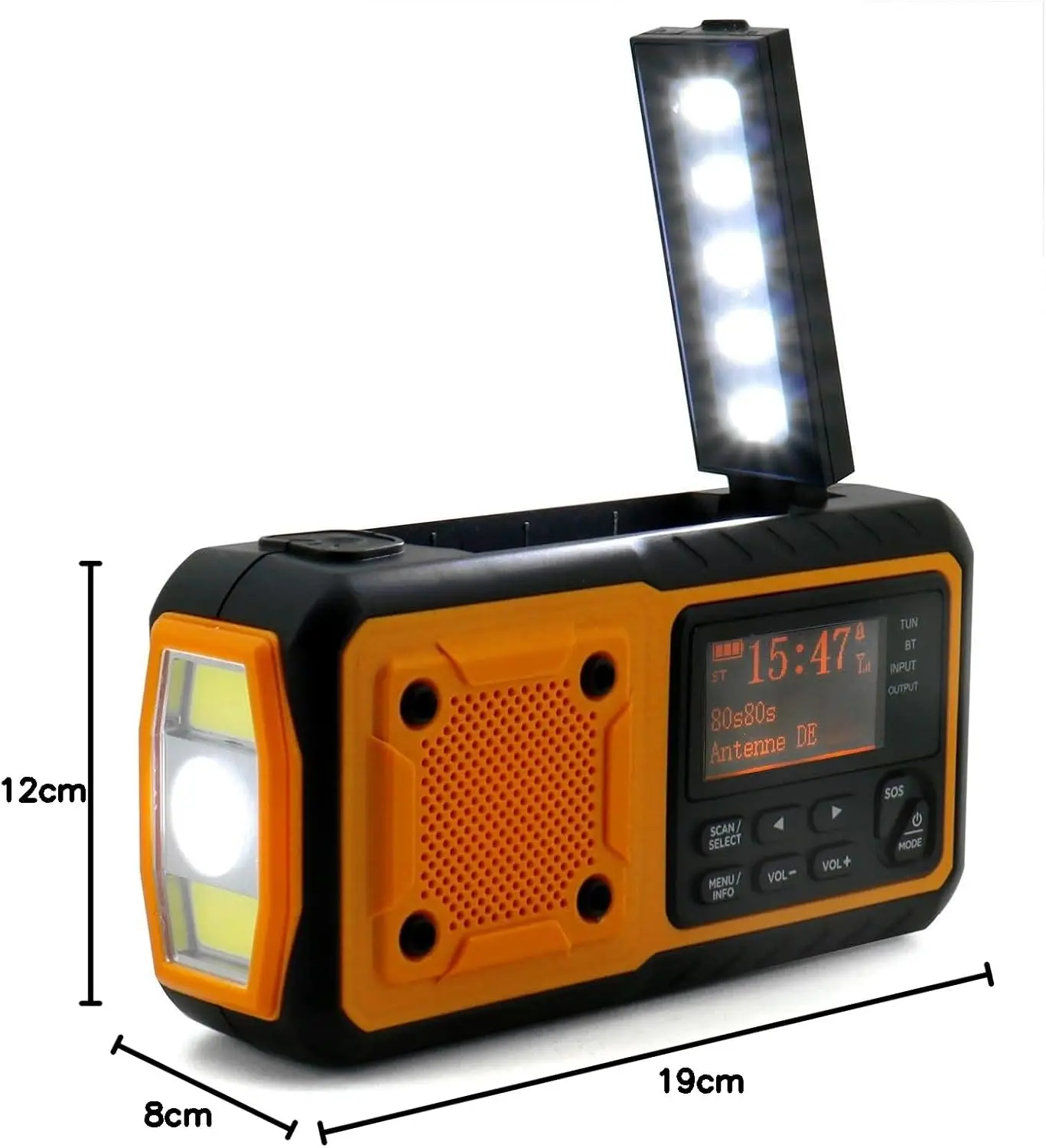 Crank Radio DAB+/FM, Portable Emergency Radio 5000 mAh with 6600 mm² Solar Panel & 650 MA Crank, Digital Radio with Bluetooth - Image 4