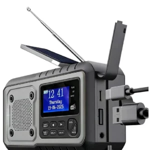 Crank Radio DAB+/FM, Portable Emergency Radio 5000 mAh with 6600 mm² Solar Panel & 650 MA Crank, Digital Radio with Bluetooth