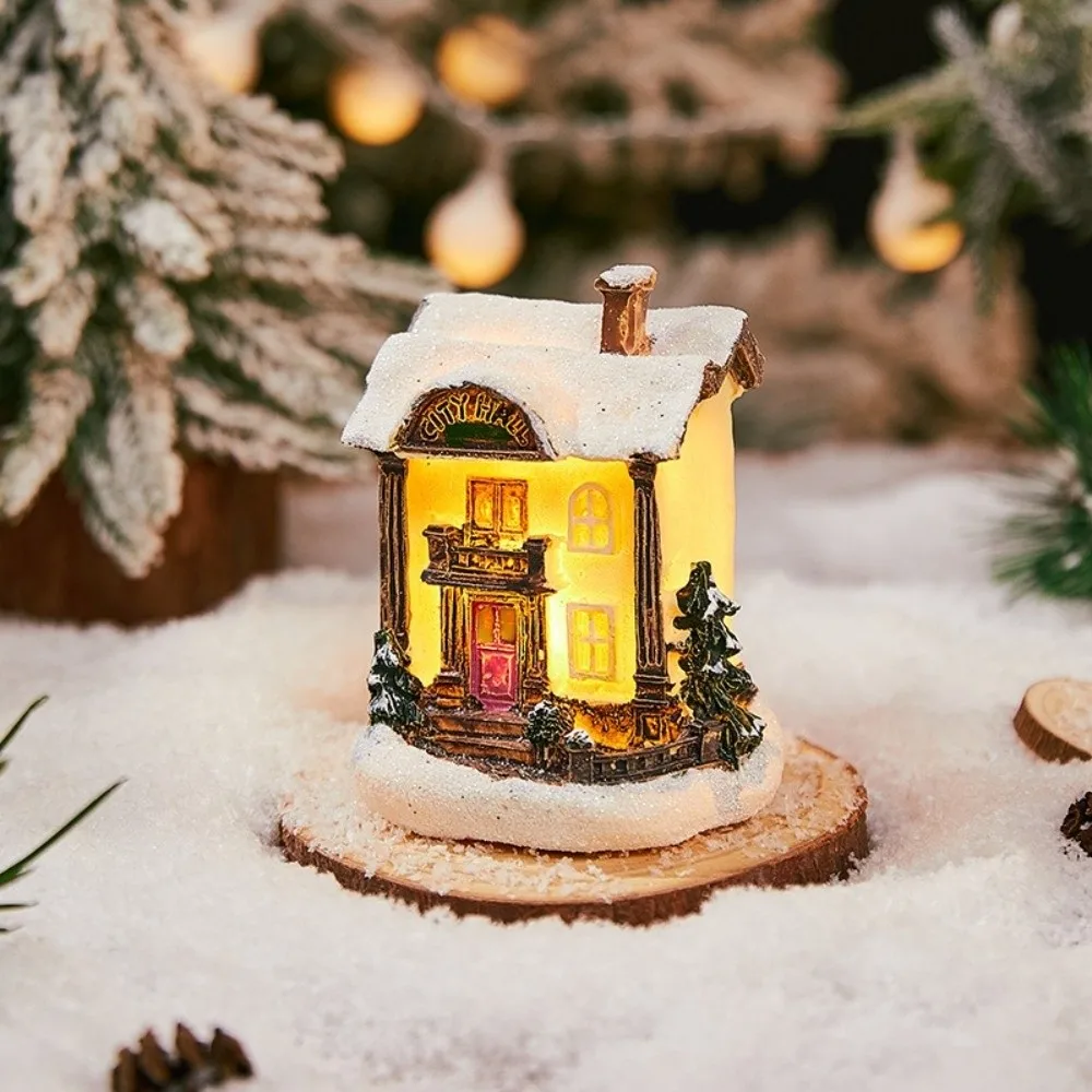 Creative LED Christmas Light House Resin Kerstdorp Xmas Houses Ornament Miniature House Winter Village for Christmas Party - Image 2