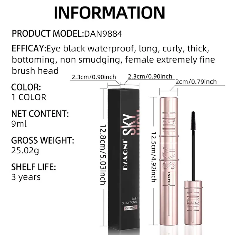 DIAONI Sky-High Lift Mascara Mother's Day Gift Waterproof Smudge-Proof Long-Lasting Curling Natural Defined Separated Lashes - Image 5