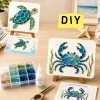 DIY Marine Animal Easel Ornament Sea Glass Art Kit Colored Glass Mosaic Art Set Handmade Creation Set For Home Decoration Gifts