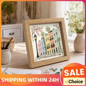 DIY Sea Glass Art Kit Timeless American Destinations Ocean Themed Acrylic Mosaic Craft with Wooden Frame Desk Landscape Decor