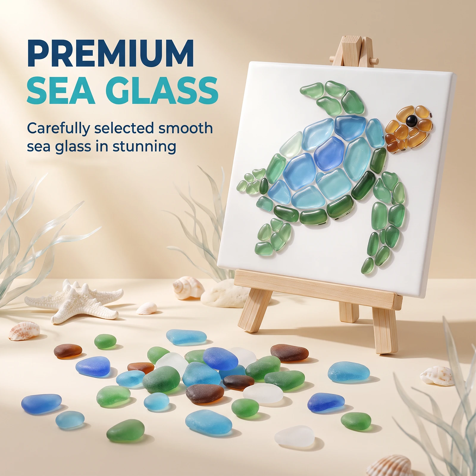DIY Sea Glass Mosaic Art Kit Beautiful Ocean Garden Inspired Artwork with Colorful Glass Pieces Seaglass Craft Kit Handmade Gift - Image 3