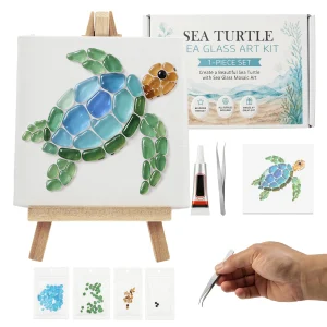 DIY Sea Glass Mosaic Art Kit Beautiful Ocean Garden Inspired Artwork with Colorful Glass Pieces Seaglass Craft Kit Handmade Gift