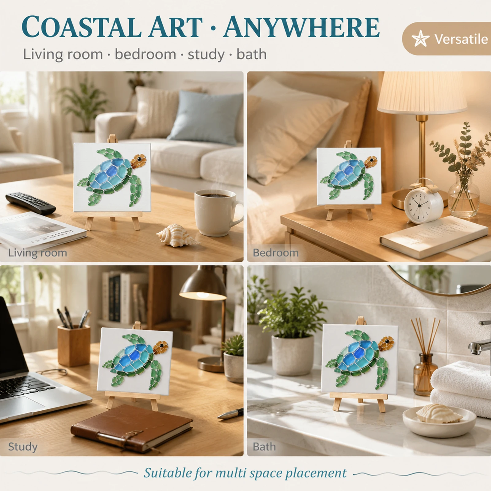 DIY Sea Glass Mosaic Art Kit Beautiful Ocean Garden Inspired Artwork with Colorful Glass Pieces Seaglass Craft Kit Handmade Gift - Image 6