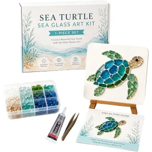 DIY Sea Glass Mosaic Art Kit Create Beautiful Ocean-Inspired Flower Artwork with Colorful Glass Pieces Home Decor&Handmade Gift