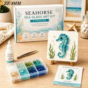 DIY Sea Glass Mosaic Art Kit - Ocean & Garden Inspired Craft with Colorful Pieces, Coastal Home Decor, Handmade Gift for Adults