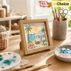 DIY Sea Glass Mosaic Art Kit Pre-Printed Flower House Carriage Mosaic Craft Kit Decorative Coastal Landscape Wall Art Decor