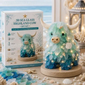 DIY Sea Glass Snowman Craft Kit, Make Your Own Coastal Holiday Ornament with LED Light, Christmas DIY Art Gift