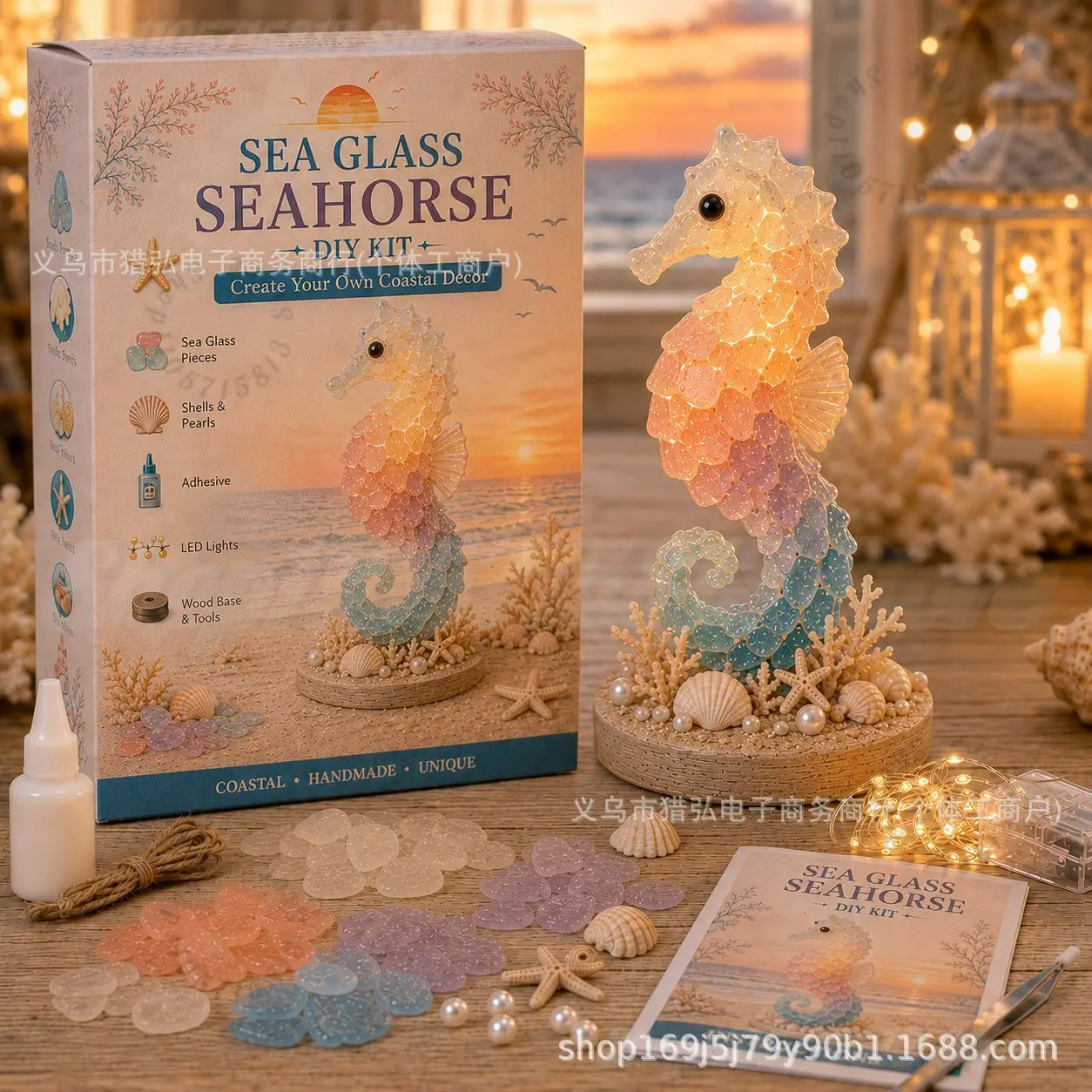 DIY Sea Glass sea turtle Craft Kit,Make‑Your‑Own Coastal Holiday Ornament, Complete Hand‑Making Art Kit for Adult Craft Lovers - Image 4