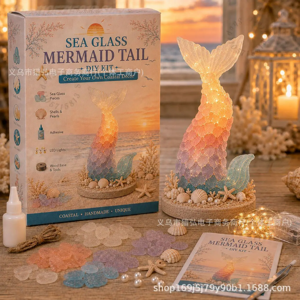 DIY Sea Glass sea turtle Craft Kit,Make‑Your‑Own Coastal Holiday Ornament, Complete Hand‑Making Art Kit for Adult Craft Lovers - Image 5