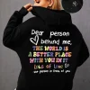 Dear Person Behind Me Print Plus Size Hoodies Woman's Colored Letters Basics Sweatshirt Fleece Autumn Clothes Warm Casual Tops