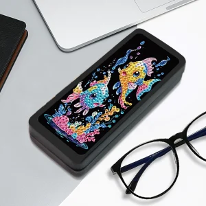 Diamond Art Painting Eye Glass Case kits for Adult,DIY Colorful Goldfish Handmade Diamond Art Glasses Case Art Craft Travel Gift