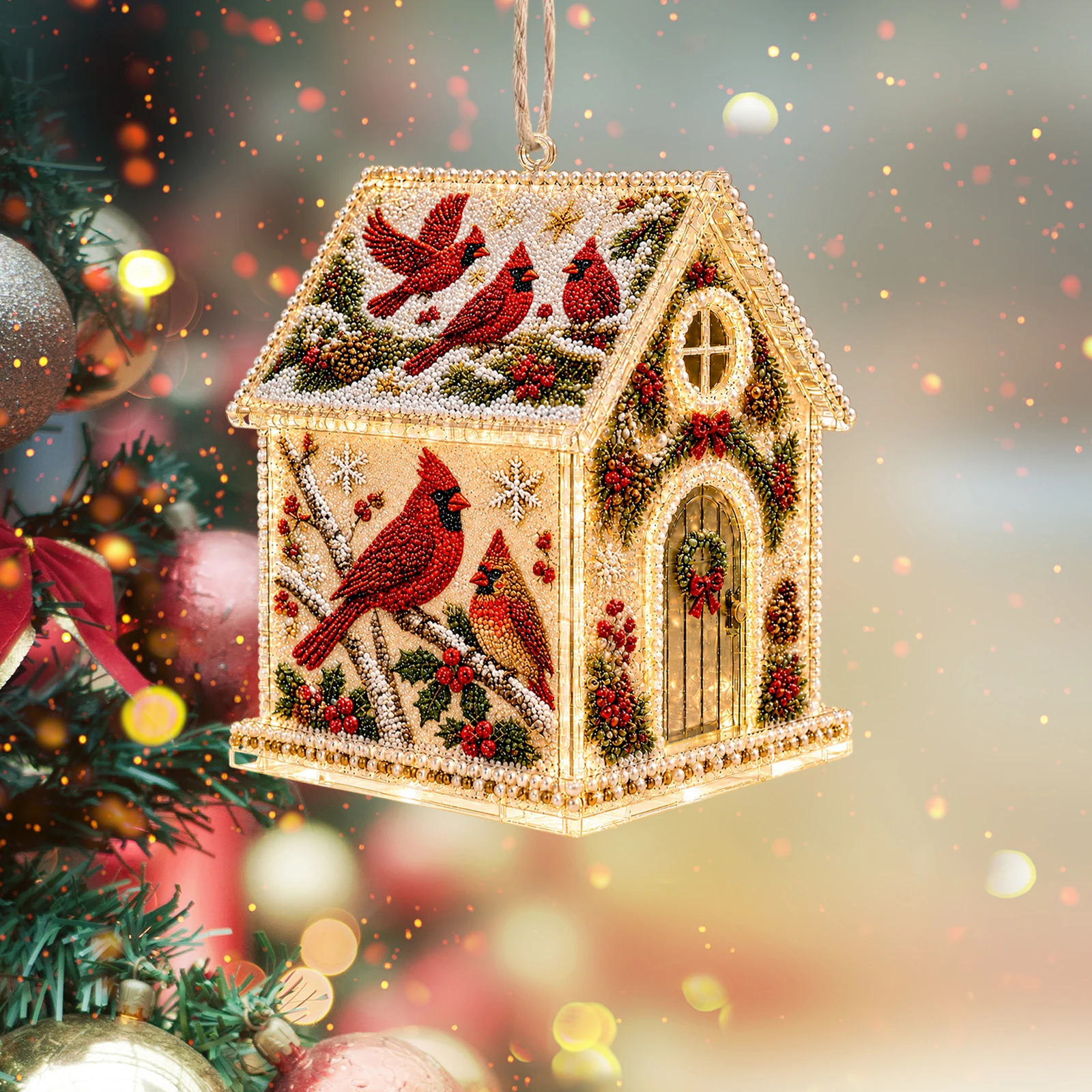 Diamond Painting Kit, Wooden Christmas House, DIY Gingerbread House, 3D Assembled Craft, Christmas Home Decor, Santa Snowman Dee - Image 2
