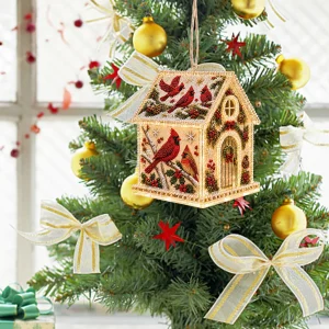 Diamond Painting Kit, Wooden Christmas House, DIY Gingerbread House, 3D Assembled Craft, Christmas Home Decor, Santa Snowman Dee
