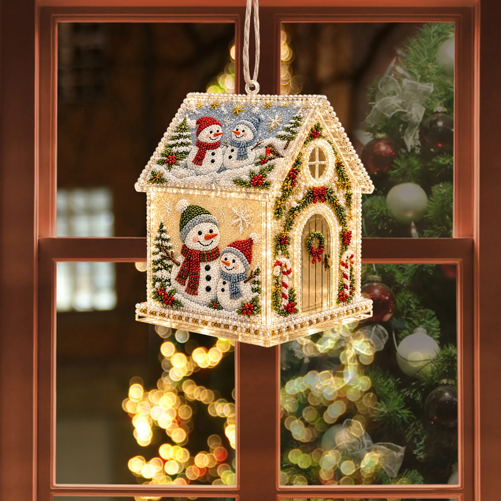 Diamond Painting Kit, Wooden Christmas House, DIY Gingerbread House, 3D Assembled Craft, Christmas Home Decor, Santa Snowman Dee - Image 4