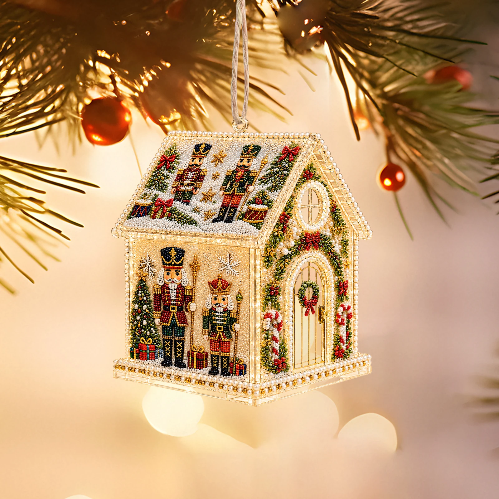 Diamond Painting Kit, Wooden Christmas House, DIY Gingerbread House, 3D Assembled Craft, Christmas Home Decor, Santa Snowman Dee - Image 6