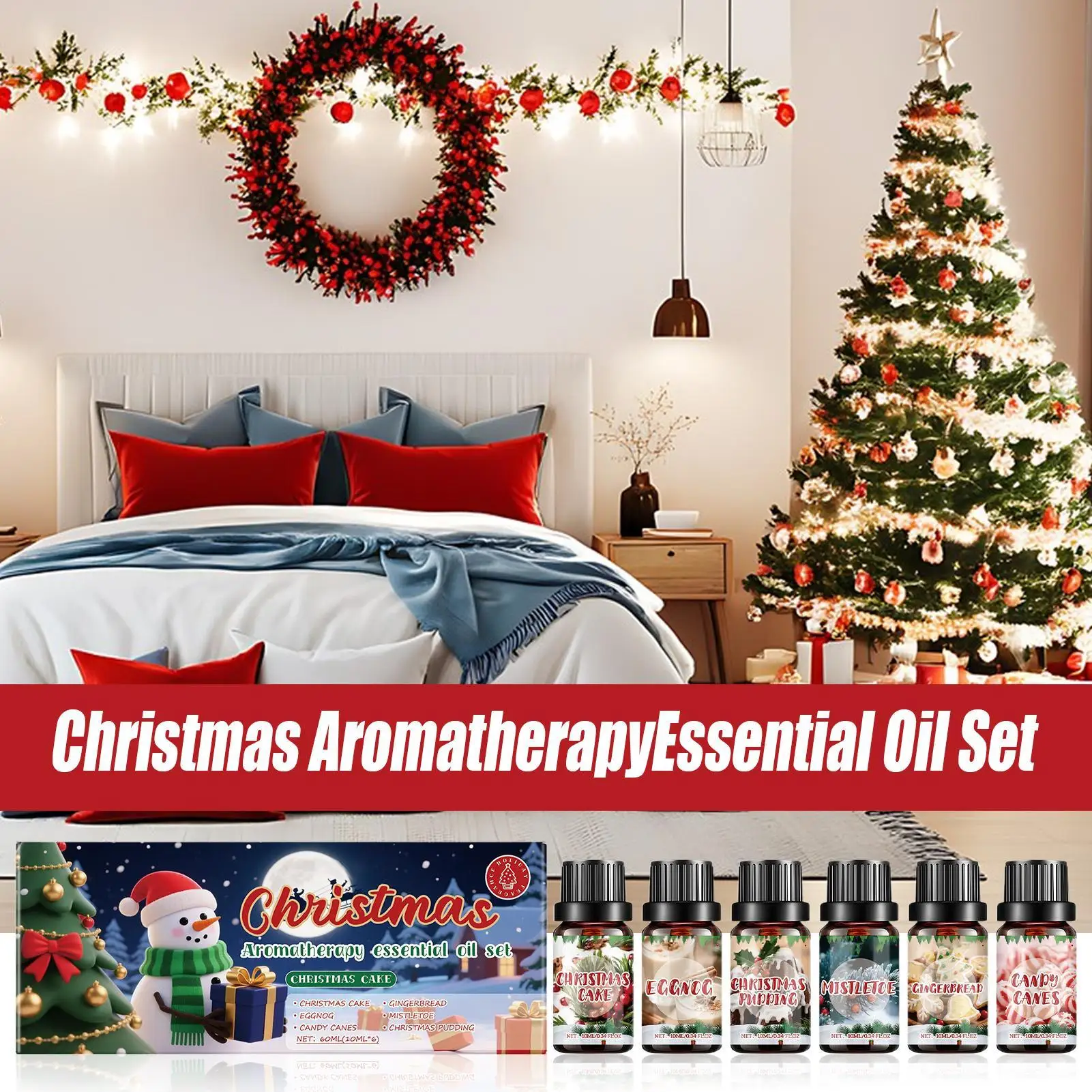 Diffuser Oil Set Long-Lasting Natural Purifier 6 Pieces Christmas Winter Fragrance Oils Set for Fall Holiday Supplies Home Car - Image 3