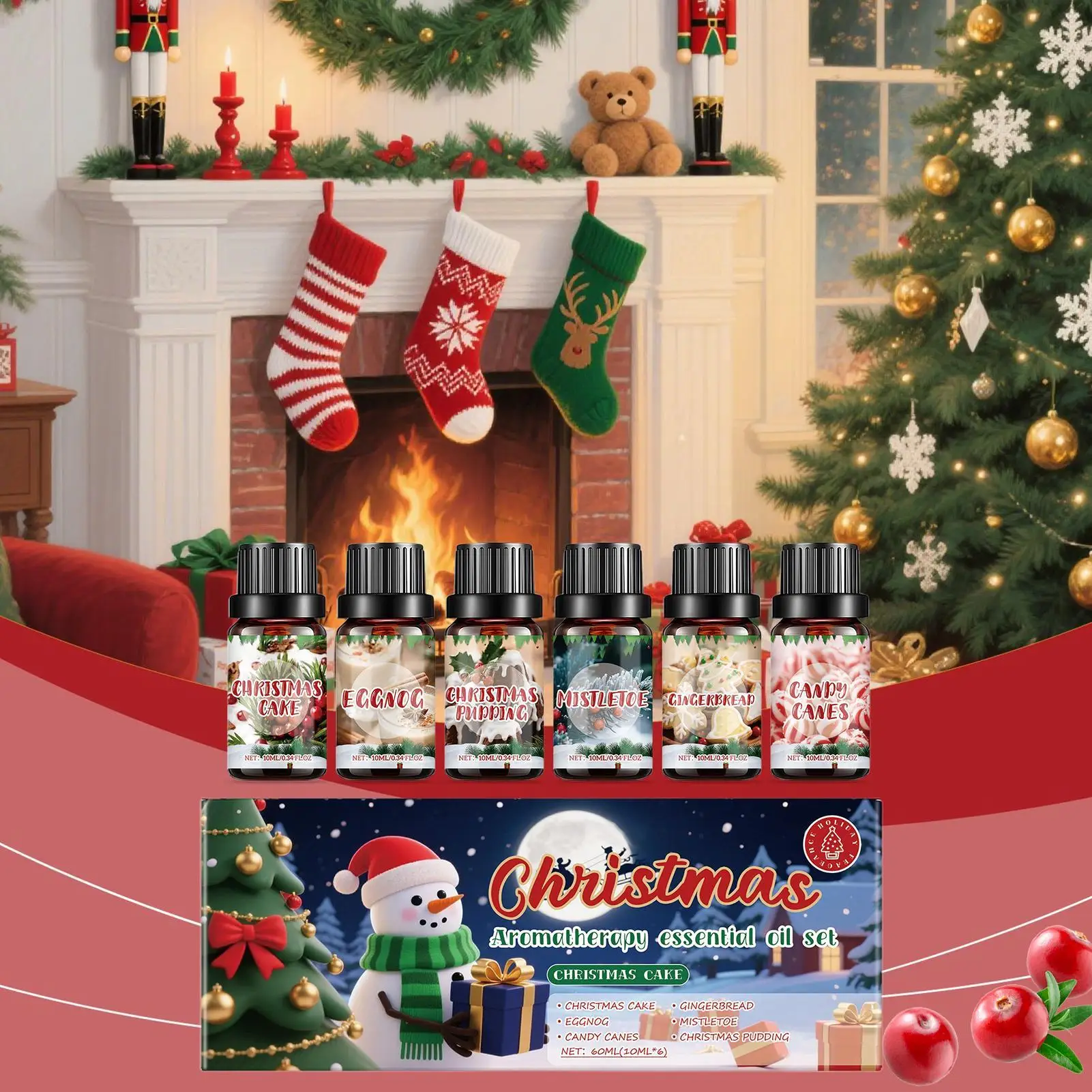 Diffuser Oil Set Long-Lasting Natural Purifier 6 Pieces Christmas Winter Fragrance Oils Set for Fall Holiday Supplies Home Car - Image 4
