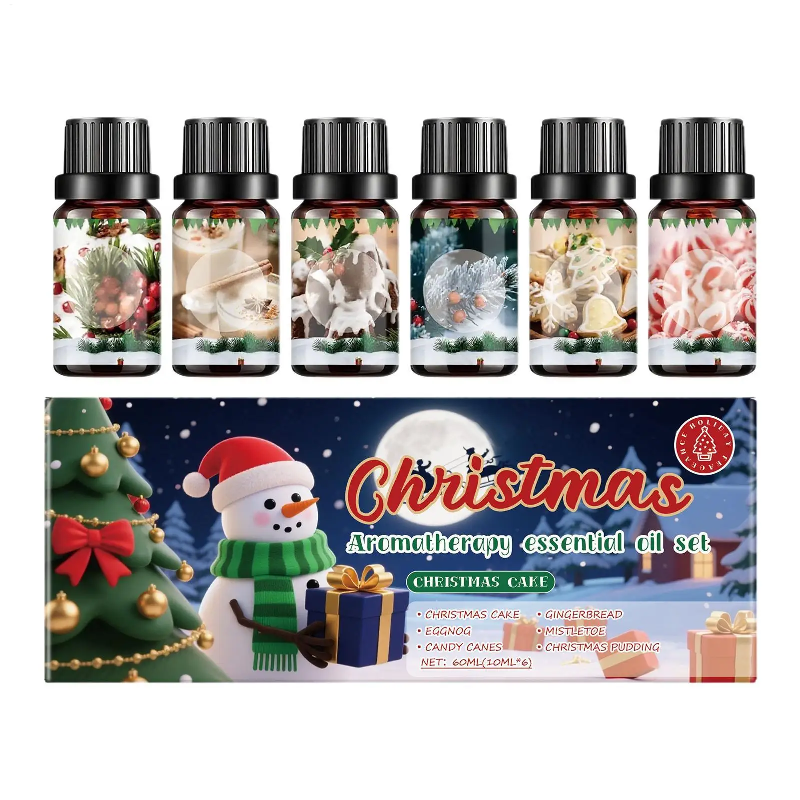 Diffuser Oil Set Long-Lasting Natural Purifier 6 Pieces Christmas Winter Fragrance Oils Set for Fall Holiday Supplies Home Car